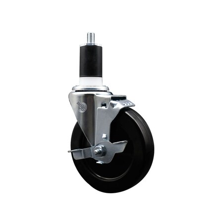 Service Caster 5'' Hard Rubber Swivel 1-1/2'' Expanding Stem Caster with Brake SCC-EX20S514-HRS-TLB-112